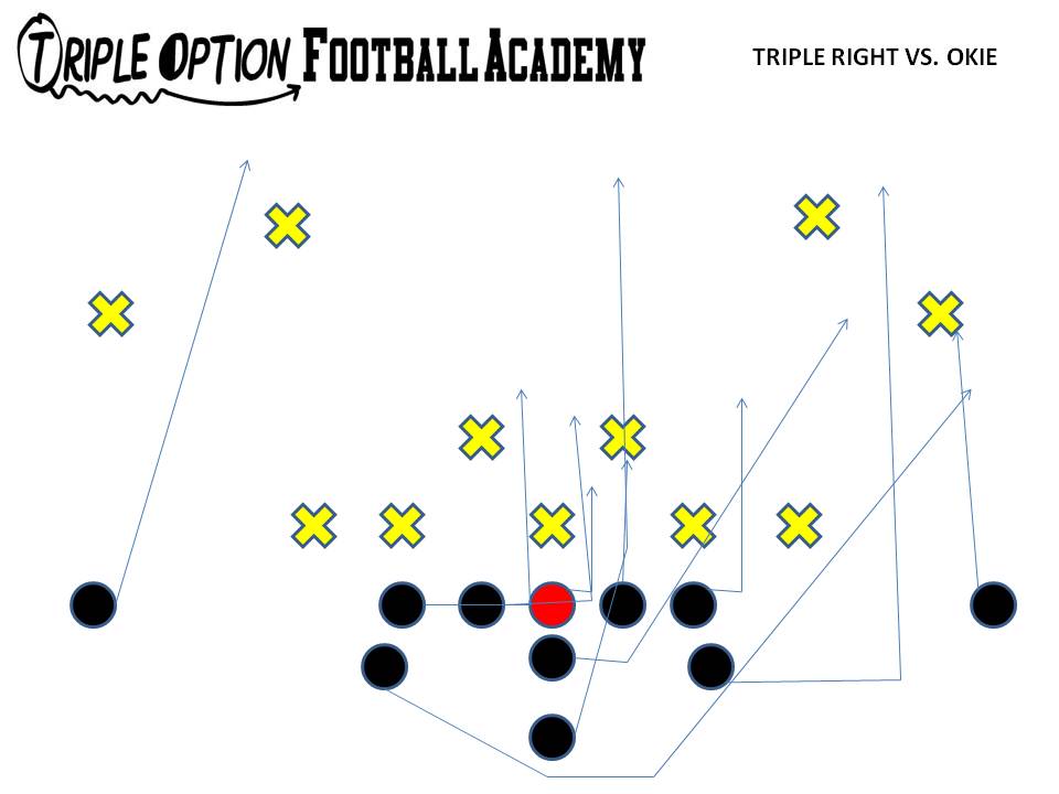 Triple Option versus 3-4/50 Defense.  (Triple Option Football Academy)