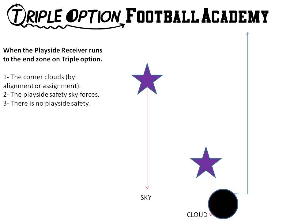 Playside Receiver versus NO NEAR DEEP DEFENDER (Triple Option Football Academy).