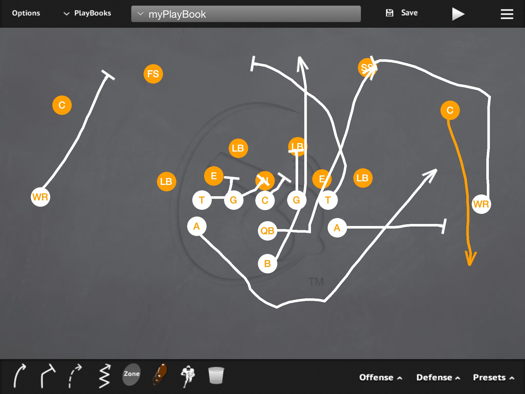 Triple Option v. Cloud Coverage PR- Deep Defender PA- Arc PT- Veer PG- Base to Ace C- Veer to Ace BG/BT- Scoop BA- Pitch BR- Cutoff Q- Veer 1, Pitch 2 B- Veer Path