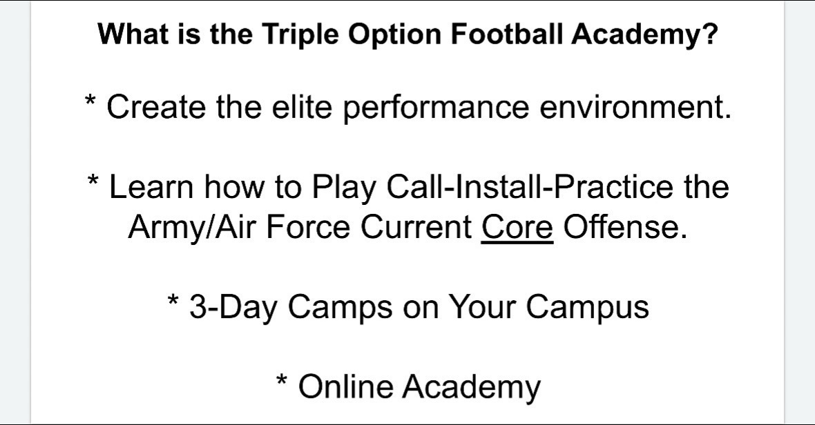 What is the Triple Option Football Academy???