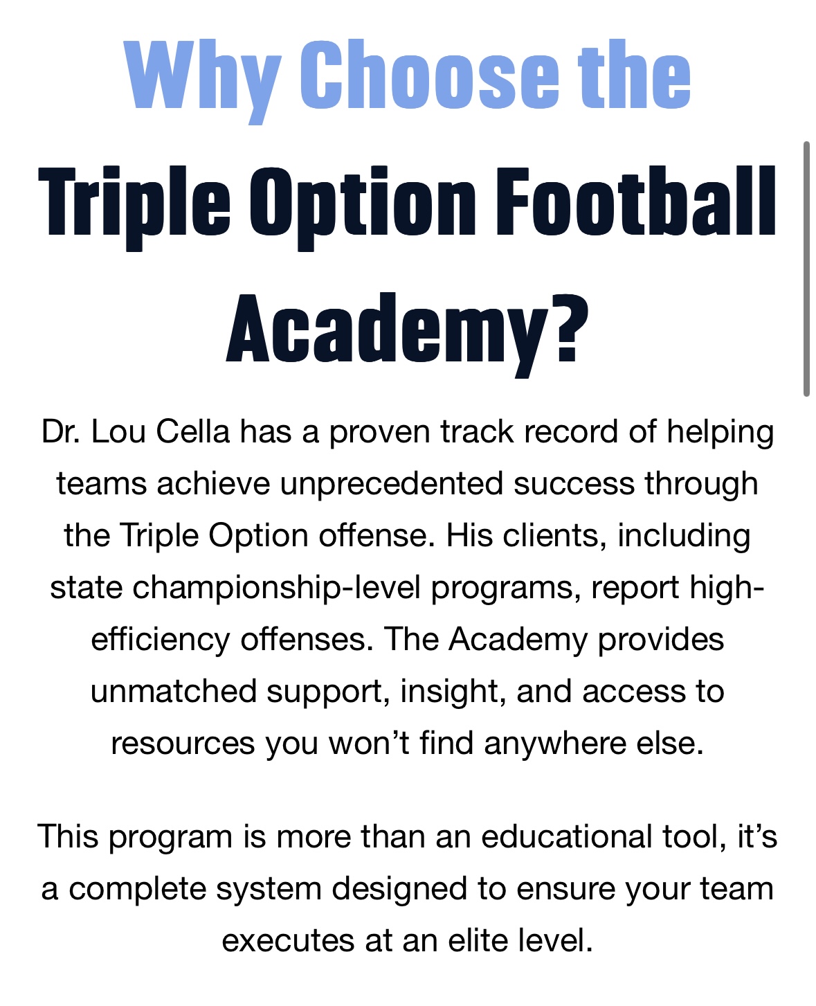 So Why Choose the Triple Option Football Academy?