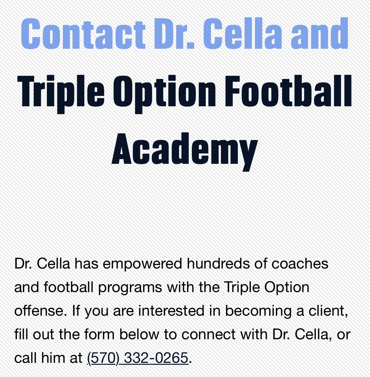 How to Contact the Triple Option Football Academy