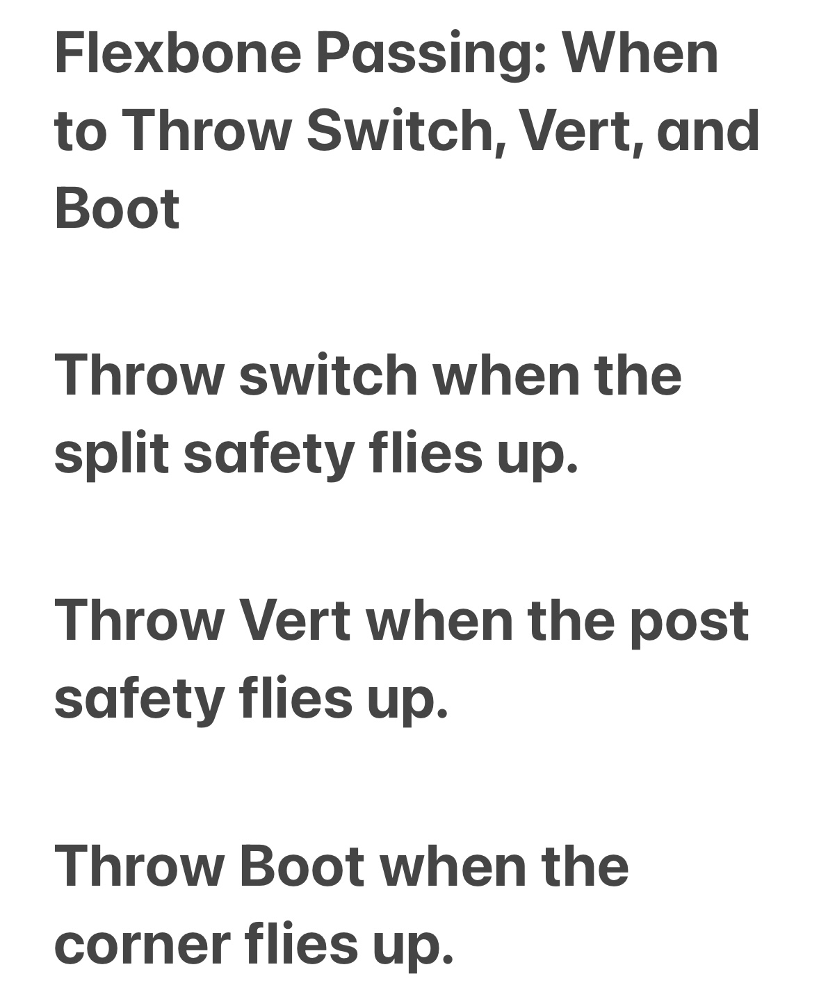 Flexbone Passing: When to Throw Switch, Vert, and Boot