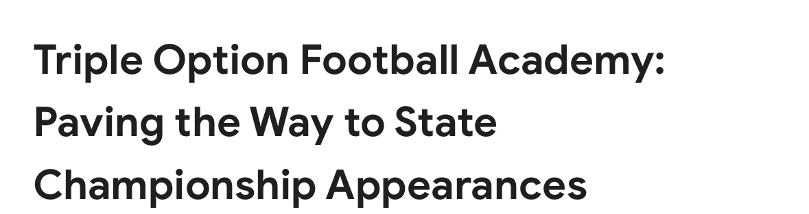 Triple Option Football Academy: Paving the Way to State Championship Appearances