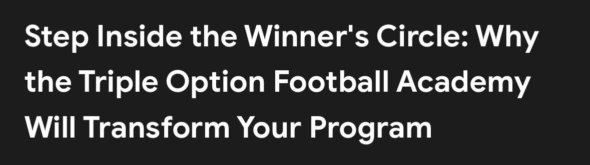 Step Inside the Winner’s Circle: Why the Triple Option Football Academy Will Transform Your Program