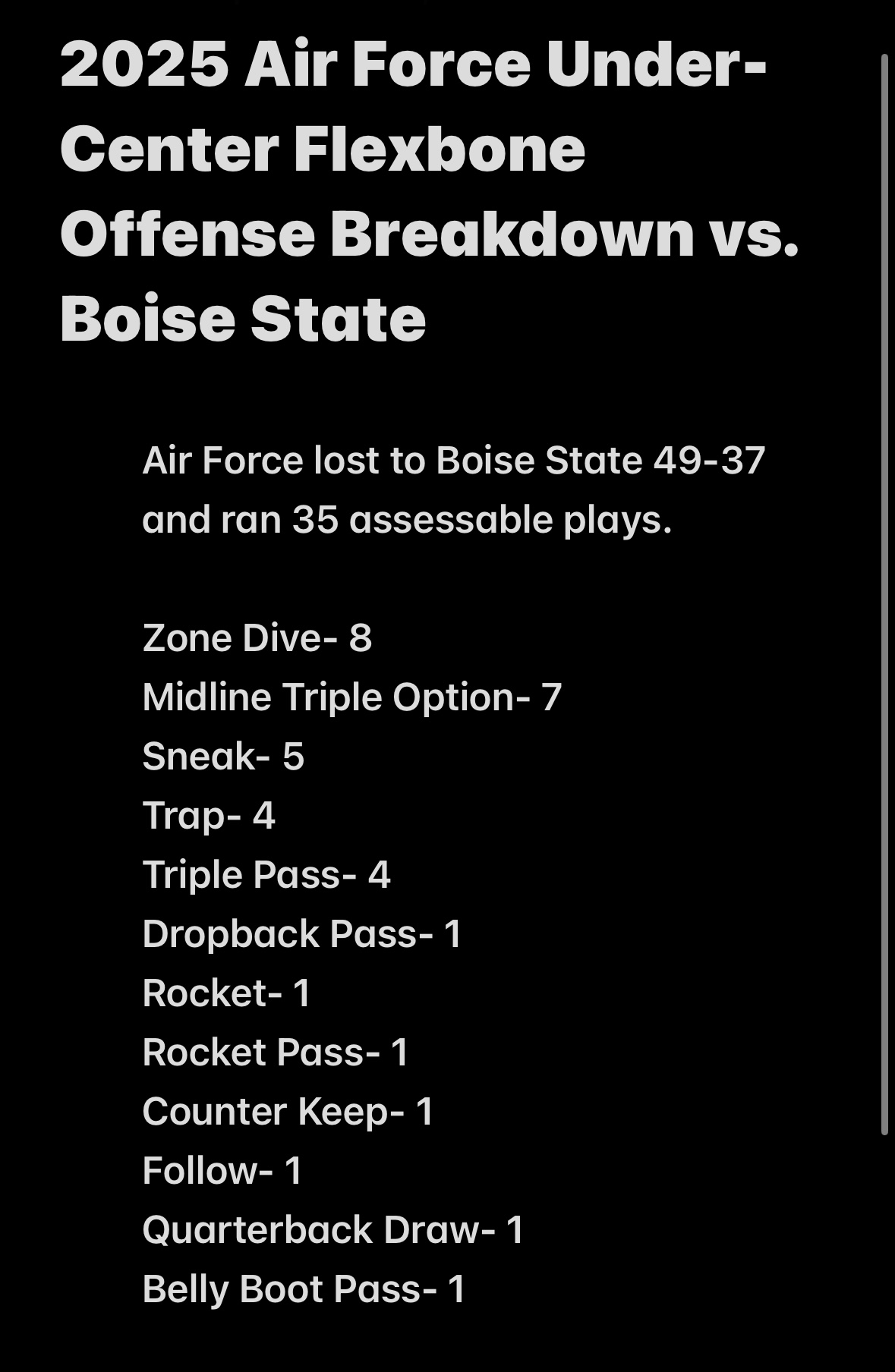 2025 Air Force Under-Center Flexbone Offense Breakdown vs. Boise State