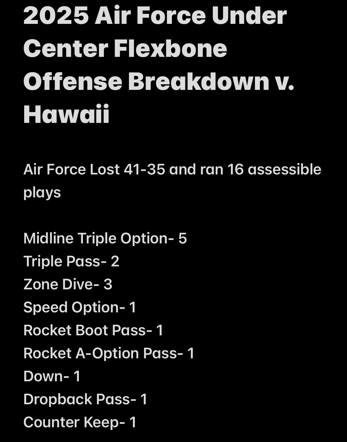 2025 Air Force Under Center Flexbone Offense Breakdown v. Hawaii