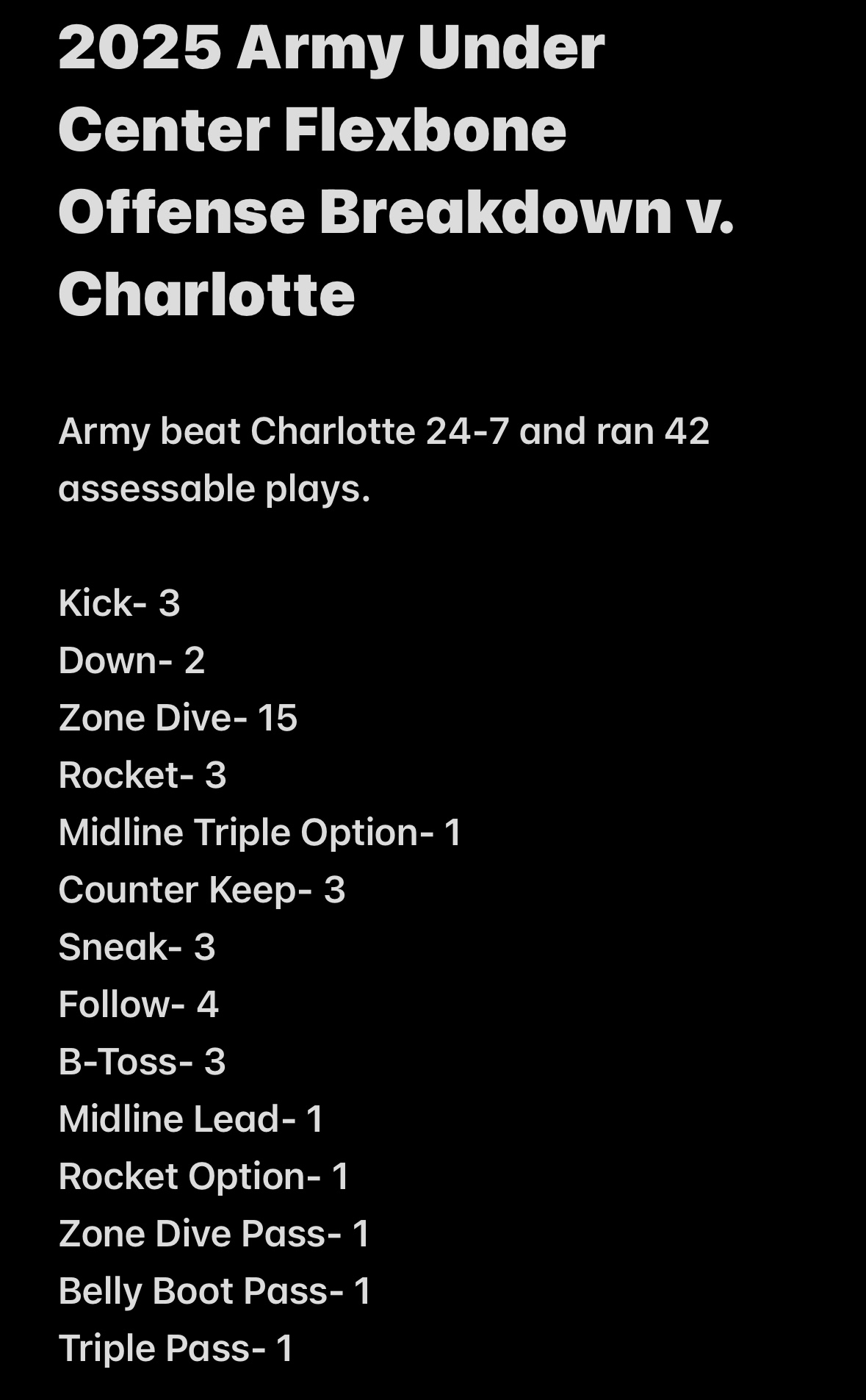 2025 Army Under-Center Flexbone Offense Breakdown v. Charlotte 2025 Army Under-Center Flexbone Offense Breakdown v. Charlotte