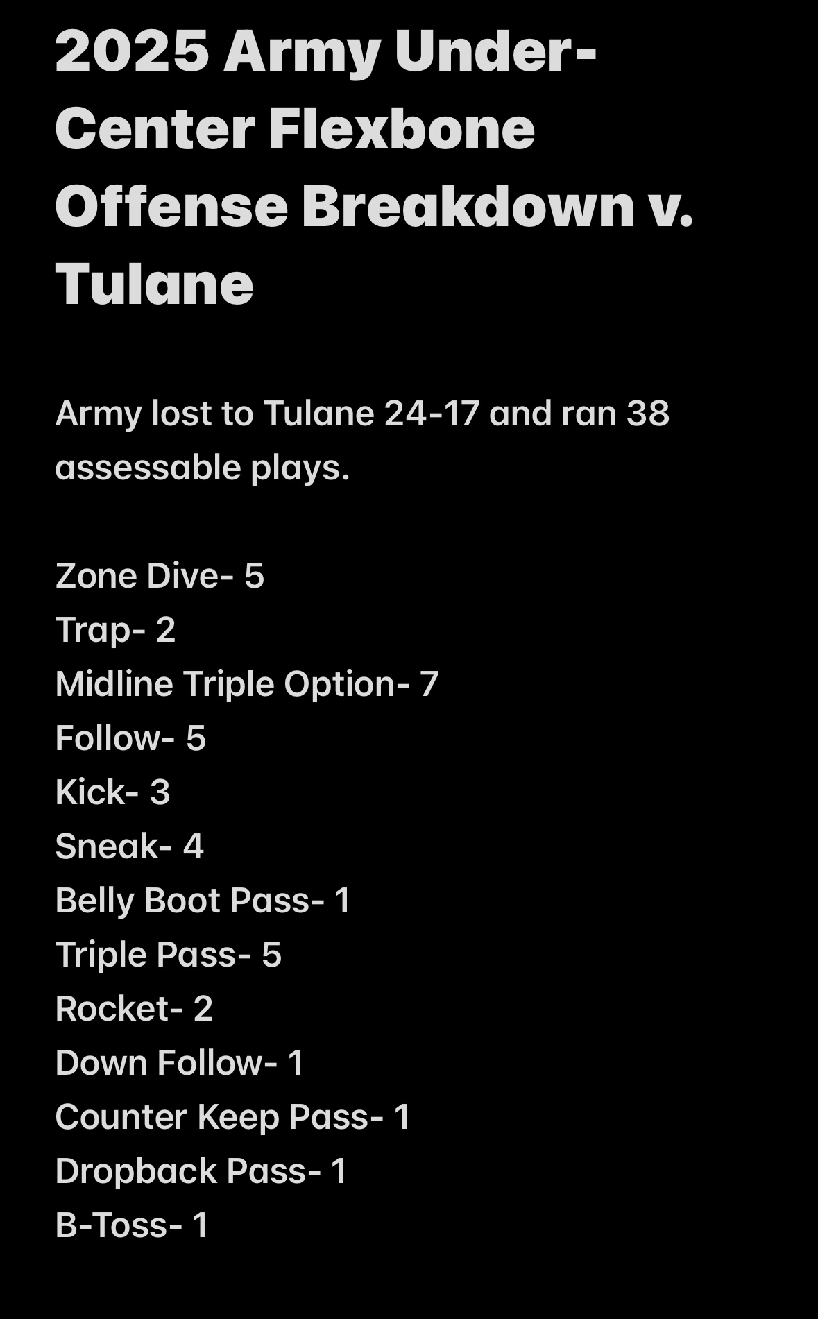 2025 Army Under-Center Flexbone Offense Breakdown v. Tulane 2025 Army Under-Center Flexbone Offense Breakdown v. Tulane