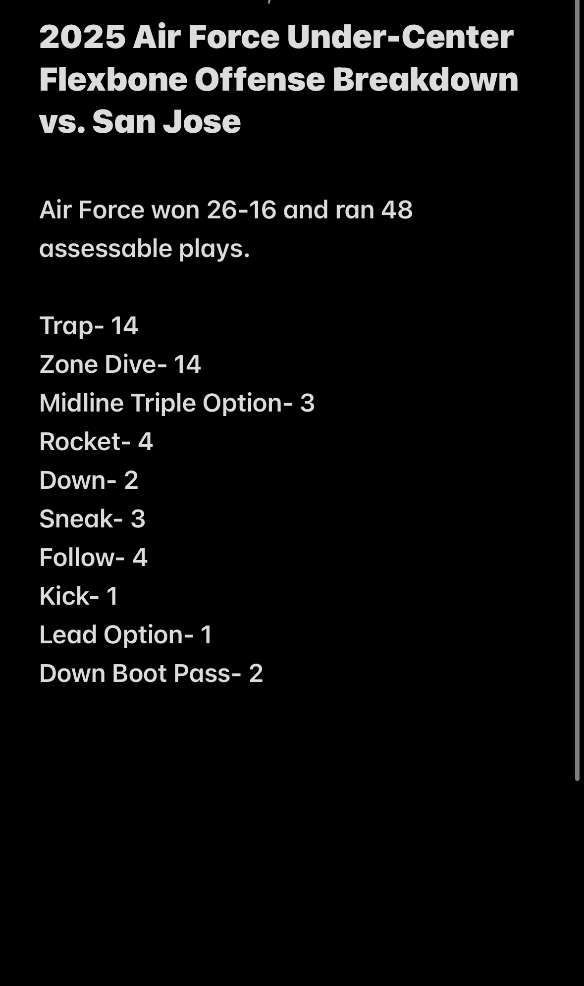 2025 Air Force Under-Center Flexbone Offense Breakdown vs. San Jose