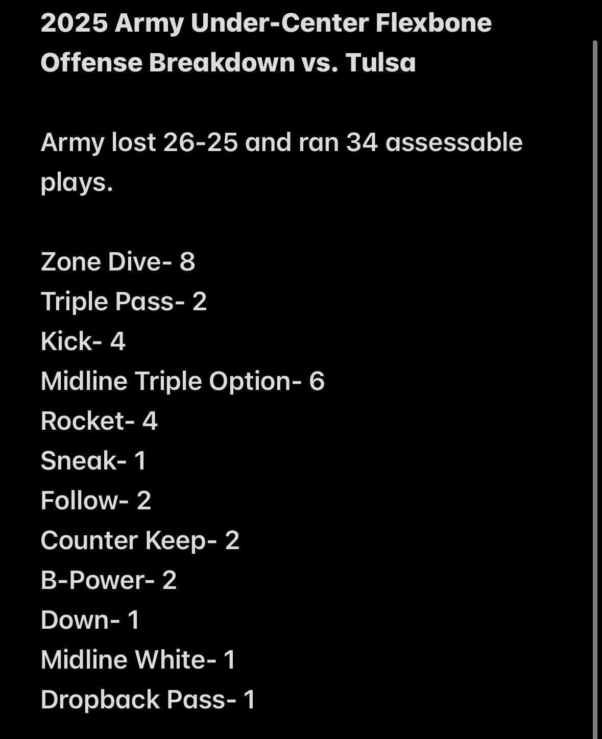 2025 Army Under-Center Flexbone Offense Breakdown vs. Tulsa
