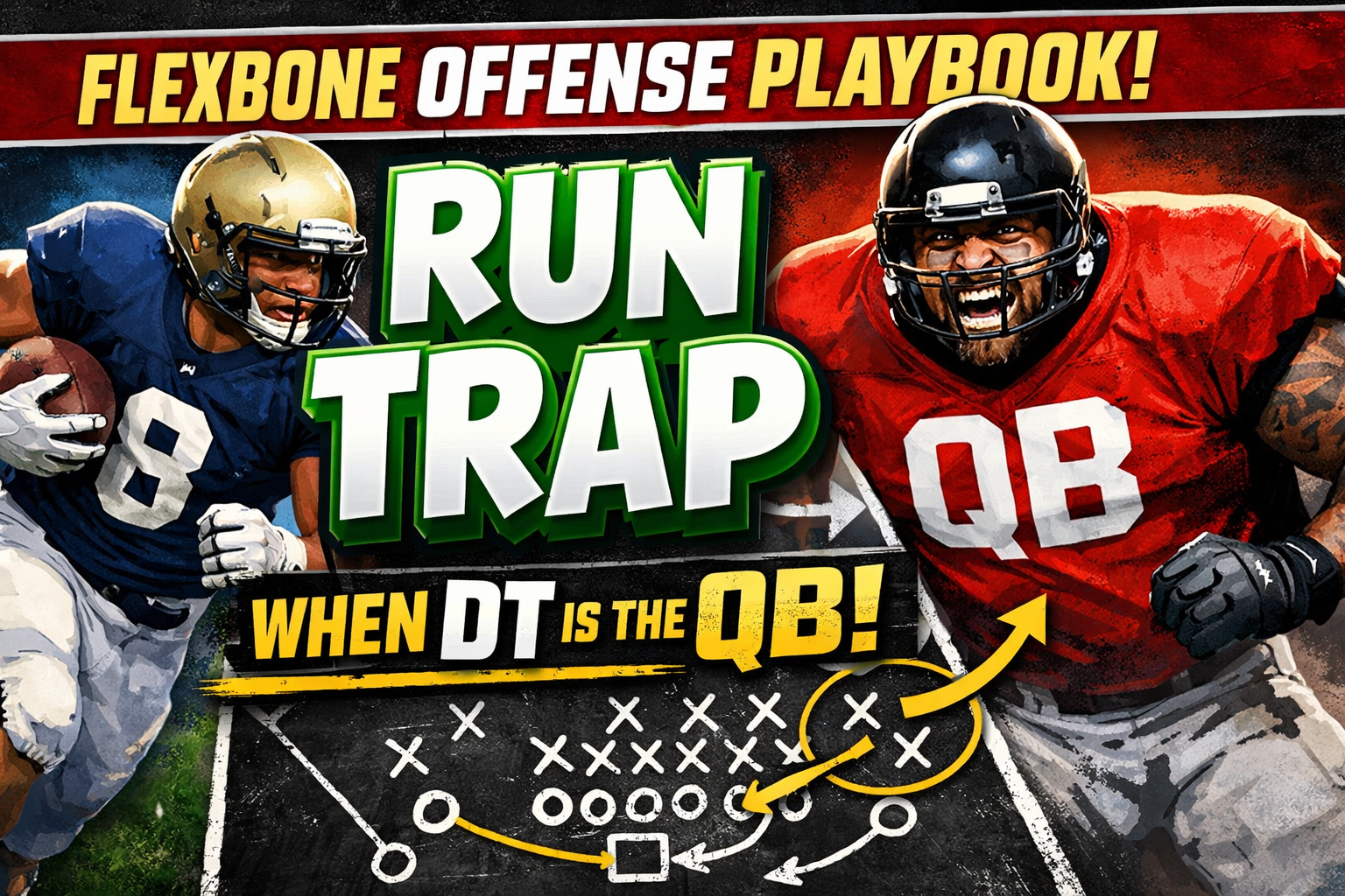 Flexbone Offense Playbook: Run Trap When Defensive Tackle is the Quarterback Player